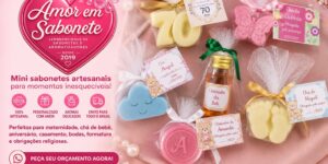 Mini sabonete para lembrancinha artesanal personalizado para maternidade, casamento e festas. Envio para todo o Brasil.